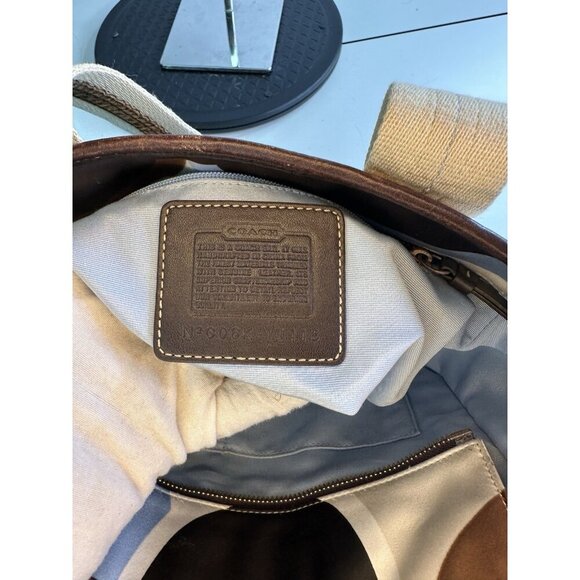 Coach Y2K Hamptons Weekend Scarf Print Tote Brass, Multicolor Brown/Blue - Picture 9 of 10